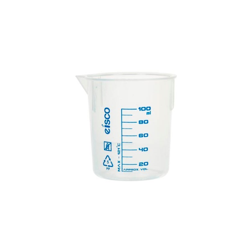 VASO 100ML PLASTICO ESCALA AZUL ECH0139BPR
