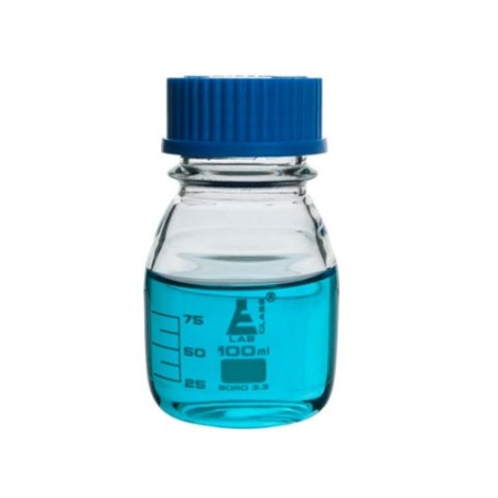 FRASCO AUTOCLAVABLE T/AZUL 100ML GRADUADO CH0164A