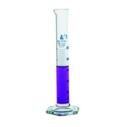 PROBETA 25ML VIDRIO BASE HEXAGONAL - GRADUACION AZUL -CLASE A CH0345I