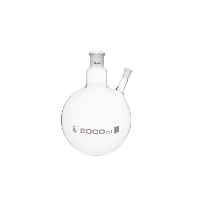 MATRAZ 2000ML DESTILACION CUELLO OBLICUO 29/32 CON JUNTA 14/23 FONDO REDONDO CH0419I