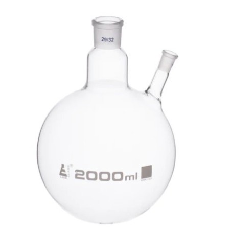 MATRAZ 2000ML DESTILACION CUELLO OBLICUO 29/32 CON JUNTA 14/23 FONDO REDONDO CH0419I